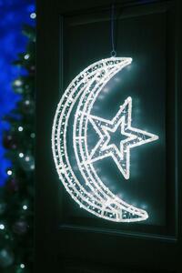 LED svetelný mesiac – svietiaca dekorácia, 45 cm, studená biela, 800 LED, 8 programov, diaľkové ovládanie