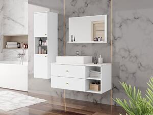 Kúpelňový nábytok Kiegi II, Farby: biały mat / biały mat + marmur bianco, Sifón: bez sifónu, Umývadlo: áno Mirjan24 5903211320118
