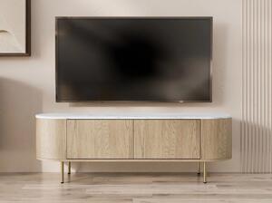 TV stolík TANGIER - dub cremona / čierny mramor / zlatý