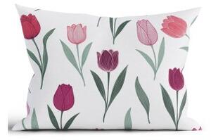 Bavlnená obliečka na vankúš Renforcé 50 × 70 cm - Kvety tulipánov fialovej
