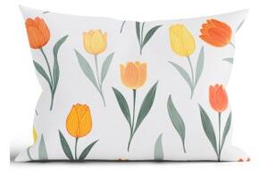Bavlnená obliečka na vankúš Renforcé 40 × 60 cm - Kvety tulipánov oranžové