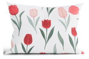 Bavlnená obliečka na vankúš Renforcé 40 × 60 cm - Kvety tulipánov červené