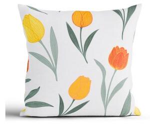 Bavlnená obliečka na vankúš Renforcé 40 × 40 cm - Kvety tulipánov oranžové