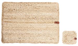 Sada 12 prestieraní a podložiek prírodná z juty 30 x 40/10 x 10 cm ručne vyrobené podložky pod taniere a poháre boho kuchyňa jedáleň