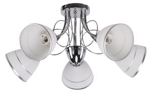 Moderné päťramenné stropné osvetlenie ELOTTE - 5xE27, 40W, chrómované/biele
