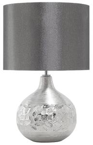 Stolná lampa sivé tienidlo z umelého hodvábu strieborný porcelánový podstavec výška 48 cm tradičná obývacia izba