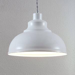 Závesné svietidlo Lindby Albertine, 29 cm, biele, kov, Biela / opálová, Obývacia izba / jedáleň, kov, Vintage, Závesné svietidlo