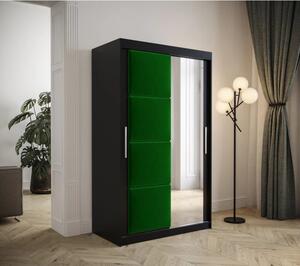 Šatníková skriňa s posuvnými dverami 120 cm TALIA - čierna / zelená
