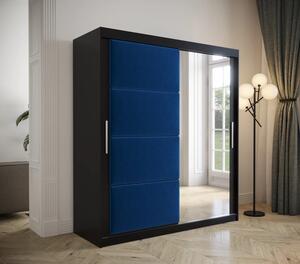 Šatníková skriňa s posuvnými dverami 180 cm TALIA - čierna / modrá