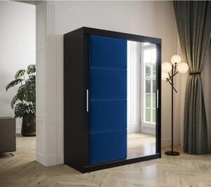 Šatníková skriňa s posuvnými dverami 150 cm TALIA - čierna / modrá
