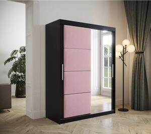 Šatníková skriňa s posuvnými dverami 150 cm TALIA - čierna / ružová