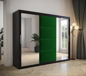Šatníková skriňa s posuvnými dverami 250 cm TALIA - čierna / zelená