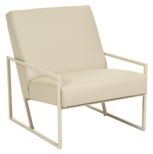 Kreslo béžové čalúnenie z umelej kože béžový železný rám moderná elegantná obývacia izba