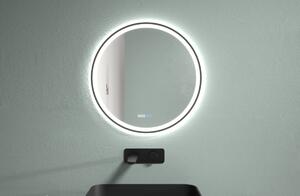 Cerano Rivo, LED kúpeľňové zrkadlo, kovový rám, Ø 80 cm, čierna matná, CER-CER-NT8232A80