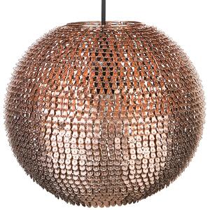 Závesná lampa medená kov guľaté trblietavé tienidlo s flitrami v tvare disco gule moderný glamour štýl obývačka jedáleň