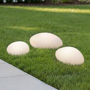 Lindby LED solárne dekoratívne svietidlo Liedra, sada 3 ks, RGBW, stmievateľné, Biela / opálová, Plast, Moderný