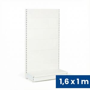 Predajný regál jednostranný, plné steny, 1600 x 1000 x 450 mm, základná, biela