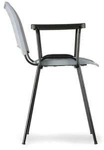 Plastová stolička SMART - chrómované nohy s podpierkami rúk, sivá