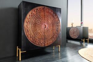 Vysoká komoda MANDALA 120cm mango drevo hnedá čierna