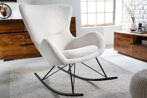 Hojdacie kreslo SCANDINAVIA SWING bouclé biele