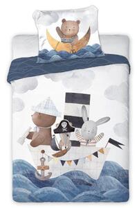 DETSKÉ BAVLNENÉ OBLIEČKY BOAT 100X135 CM, 1KS 40X60 CM VZOROVANÉ