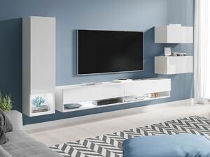 Moderná obývacia stena Amenity, biela/biely lesk + LED podsvietenie