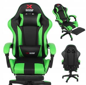 Herné kreslo Xgaming s podnožkou - čierno-zelené