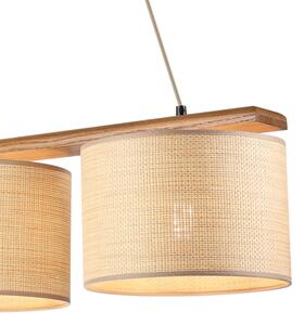 Luster na lanku AIDA 3xE27/15W/230V pr. 25 cm dub/rafia