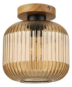 Stropné svietidlo MILOU WOOD 1xE27/15W/230V dub/dymová béžová, priemer 20 cm