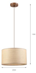 Luster na lanku AIDA 1xE27/15W/230V priemer 35 cm dub/rafia