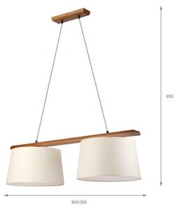 Závesný luster AIDA na lanku 2xE27/15W/230V, priemer 35 cm, dub/krémová