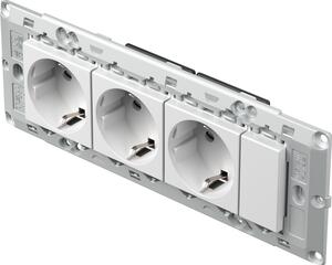 TEM CM11 | Sada zásuviek 3x Schuko 16A 250V 7M Farba: Polárna biela
