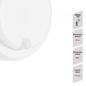 Telefunken - LED vonkajšie nástenné svietidlo so senzorom, 12 W, 230 V, IP44, biele