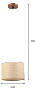 Luster AIDA na lanku 1xE27/15W/230V, priemer 25 cm, dub/rafia