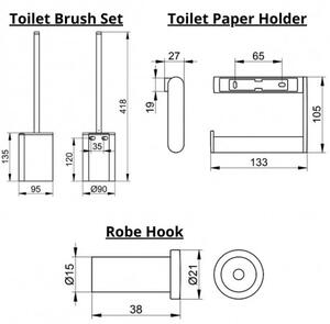 KEUCO PLAN set doplnkov držiak na WC papier + WC kefa + háčik chróm 19701011490