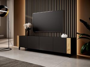 Moderný TV stolík Serafen, čierny/dub craft