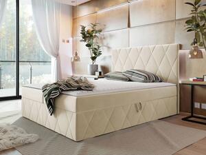 Hotelová manželská posteľ 140x200 PALMA - smotanová + topper ZDARMA