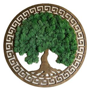 Machový obraz - Strom života s ornamentom - Palisander Veľkosť rámu: 30cm