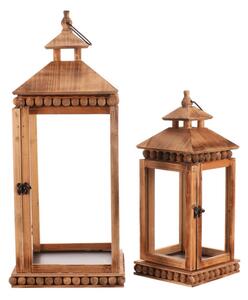 Set dvoch drevených lampášov hnedý DA211 BR (2 ks)