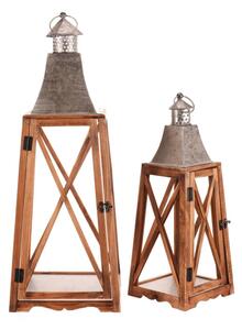 Set dvoch drevených lampášov hnedý DA207 (2 ks)