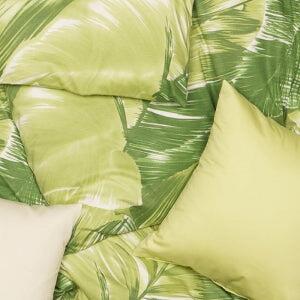 Obliečky ART JERSEY palms zelená bežný 1x paplón 140x200 + 1x vankúš 70x90 cm