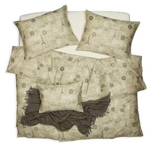 Obliečky SATÉN DESIGN paris béžová bežný 1x paplón 140x200 + 1x vankúš 70x90 cm