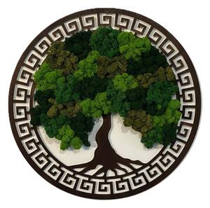 Machový obraz - Strom života s ornamentom hnedá - lišajník mix Veľkosť rámu: 30cm