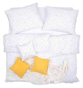 Obliečky JERSEY hviezdy žltá sivá detský 1x paplón 90x135 + 1x vankúš 45x65 cm
