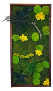 Machový obraz s rastlinami 3D dark Druh rámu: 90x30cm