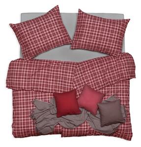 Obliečky KLASIK SOFT kocky vínová bežný 1x paplón 140x200 + 1x vankúš 70x90 cm