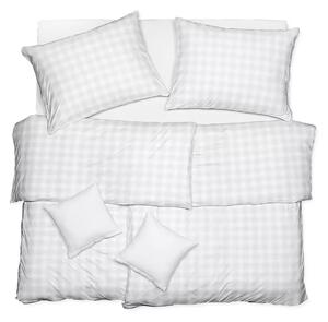 Obliečky JERSEY kocka sivá bežný 1x paplón 140x200 + 1x vankúš 70x90 cm
