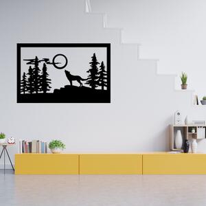 Obraz - vlk zavýjajúci na mesiac Veľkosť rámu: 49x27cm