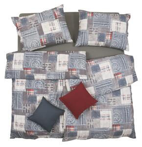 Obliečky KLASIK DESIGN denim modrá sivá bežný 1x paplón 140x200 + 1x vankúš 70x90 cm