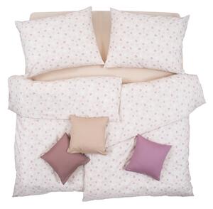 Obliečky KLASIK SOFT srdiečka béžová ružová bežný 1x paplón 140x200 + 1x vankúš 70x90 cm